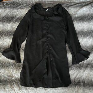 Sheer Flowy Goth Extra Long Ruffled Shirt Beach Coverup